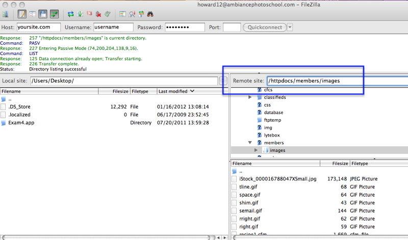 How do I FTP into my site?
