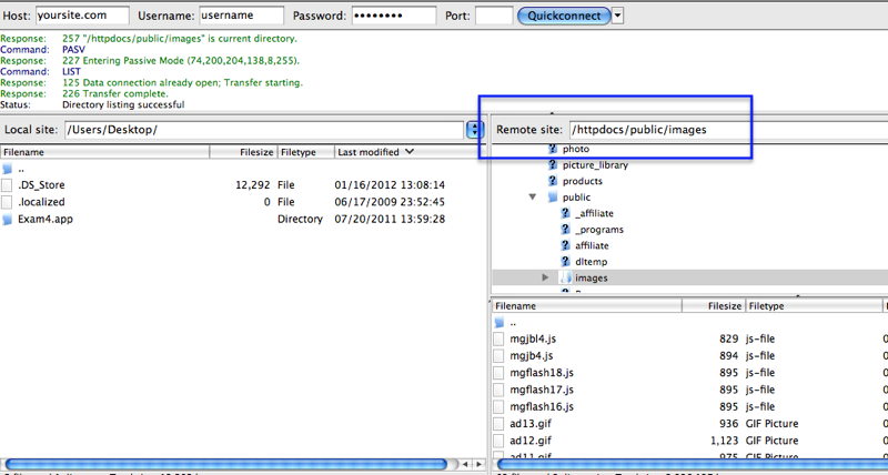 How do I FTP into my site?