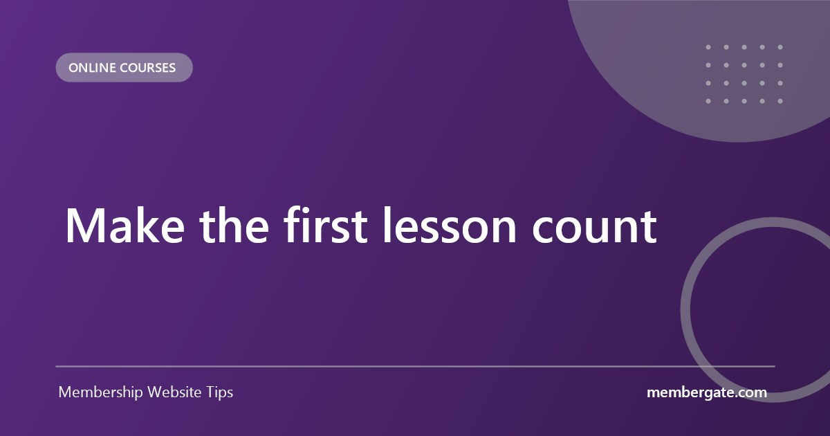 Make the first lesson count