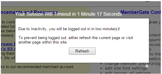 Site Timeout Alert Improvement