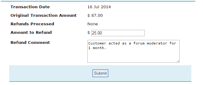 Refund Membership Fees through the Control Panel