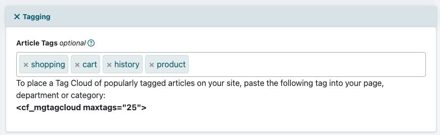Add an Article Tag or Cloud Tag to Content Pages
