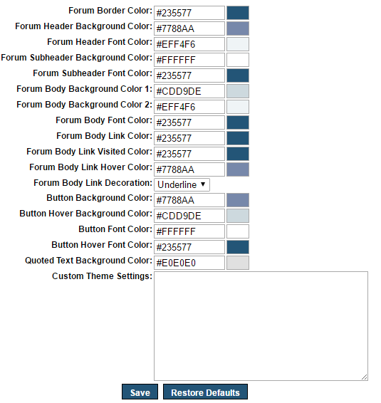 Customize the Colors of the New Forum