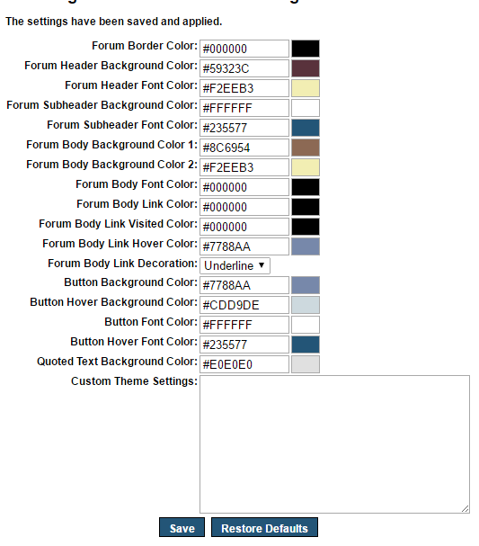 Customize Forum Colors