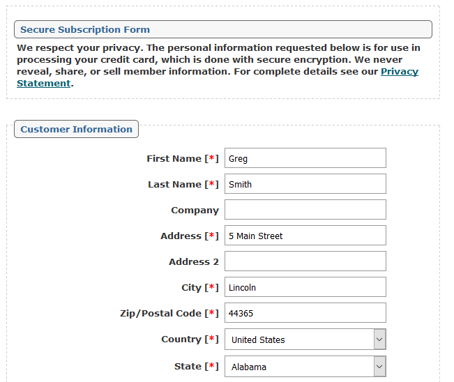 Set up Prefilled Subscription Forms