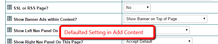 Content Page Defaults