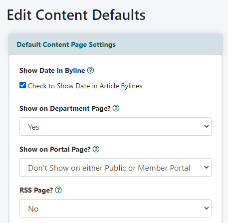 Set up Custom Content Page Defaults