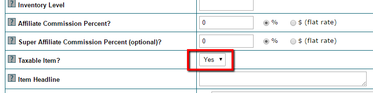 Tax for Products Sold in the Shopping Cart