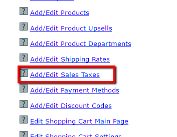 Tax for Products Sold in the Shopping Cart