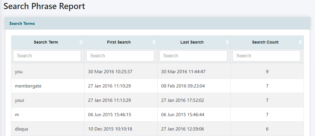 Top Search Phrases Report