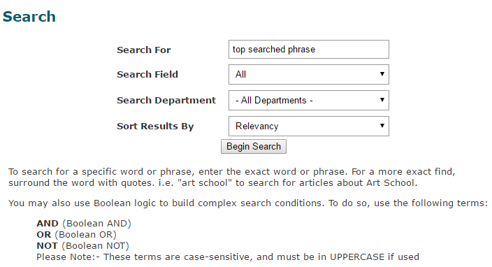 Top Search Phrases Report