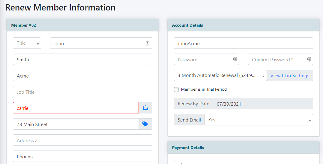 How to Manually Renew a Member from the Control Panel
