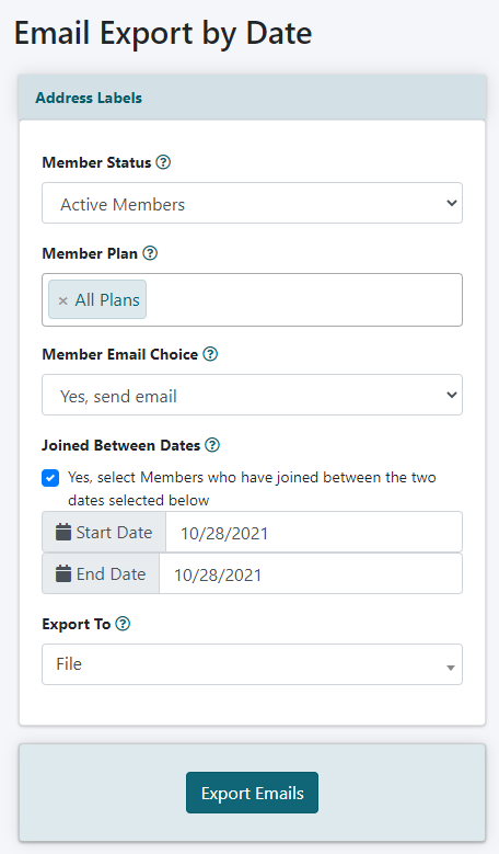 How to Export an Email Addresses of Members