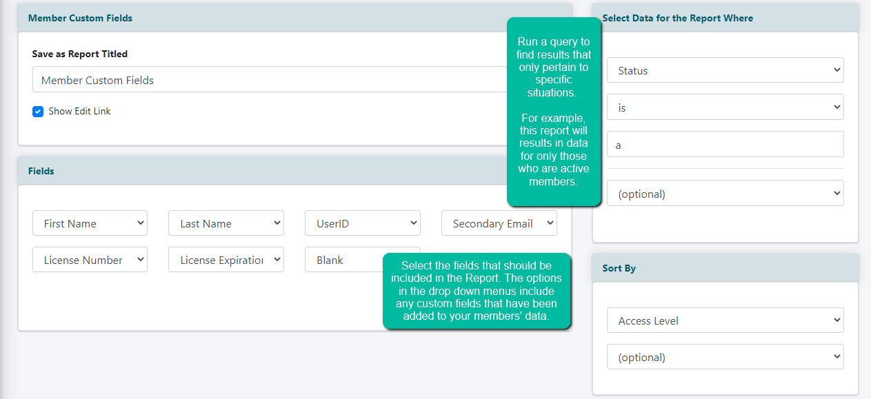 Custom Member Fields Reports