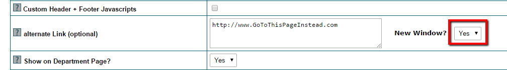 Redirect a Content or Department Page to another URL