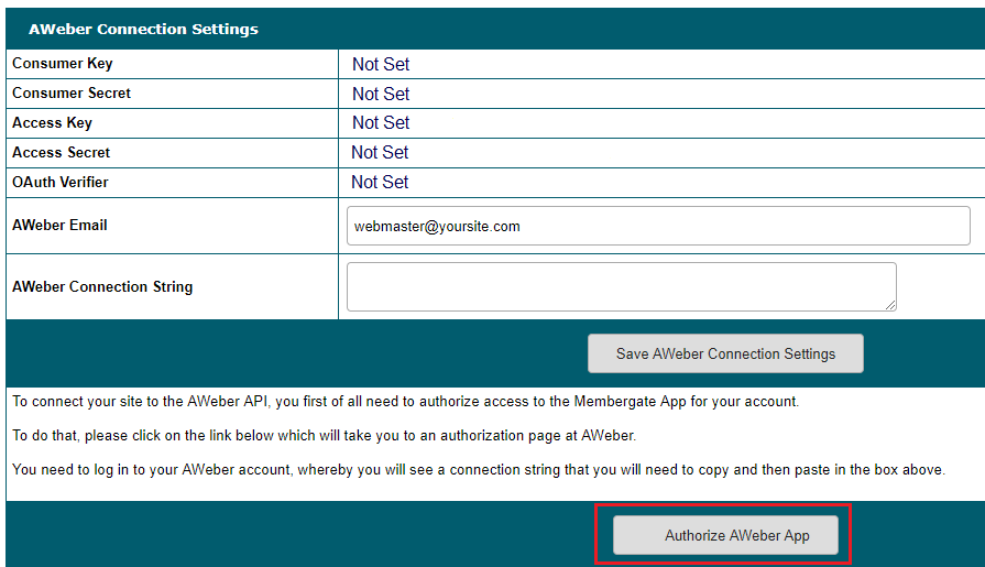 Integrate with AWeber API