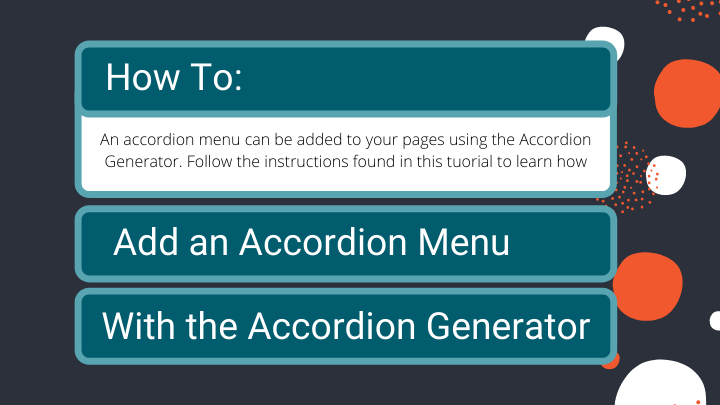 How to Add an Accordion Menu with the Accordion Generator