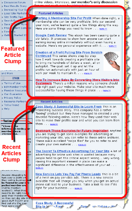 Understanding Membergate Clumps of Articles
