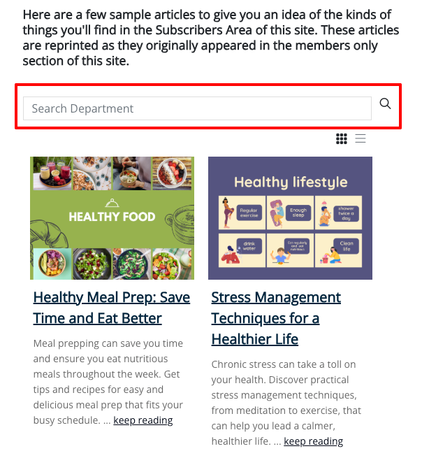 How to Set up a Department Search Box