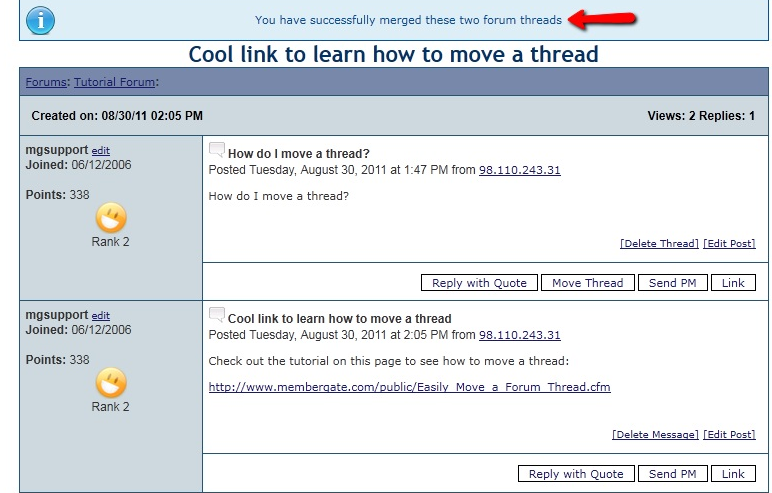 Merge a Thread in the Forums