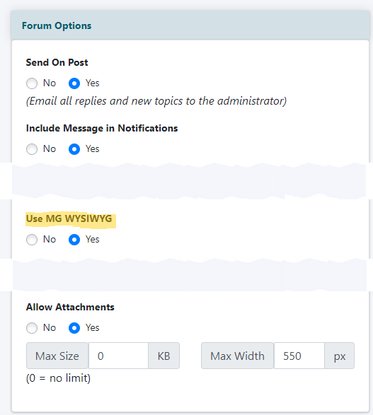 Choose a WYSIWYG Editor in the Forums