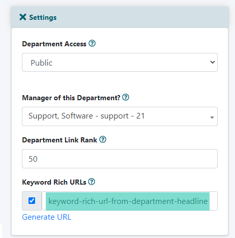 Department + Shopping Cart Keyword Rich URLs