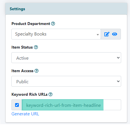 Department + Shopping Cart Keyword Rich URLs
