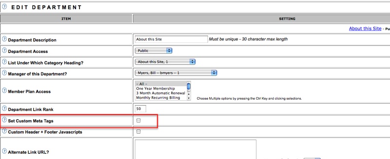 Custom Meta Keys added to Departments, Content Pages, Shopping Cart Products