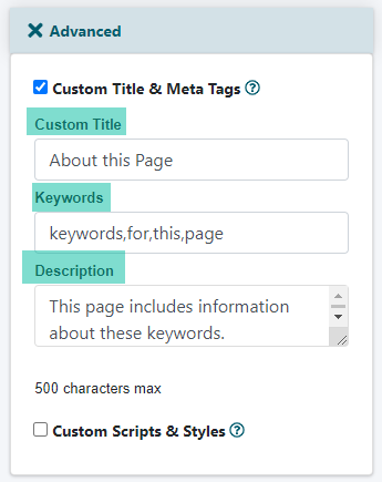 Custom Meta Keys added to Departments, Content Pages, Shopping Cart Products