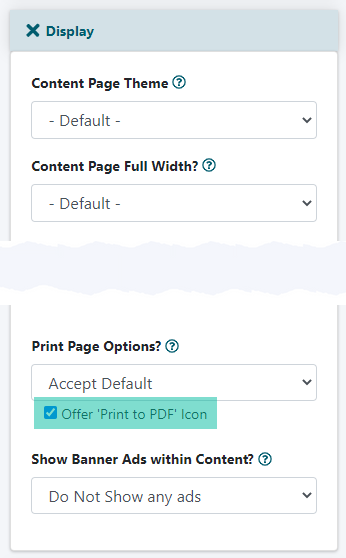 Print to PDF Option within Content Pages