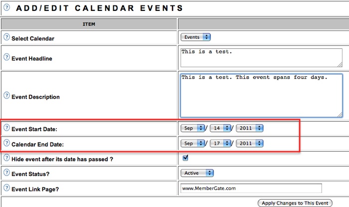 Set Multiday Calendar Events