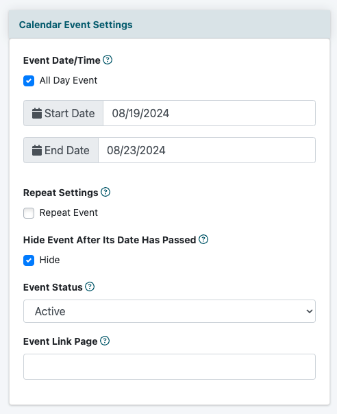 Set Multiday Calendar Events