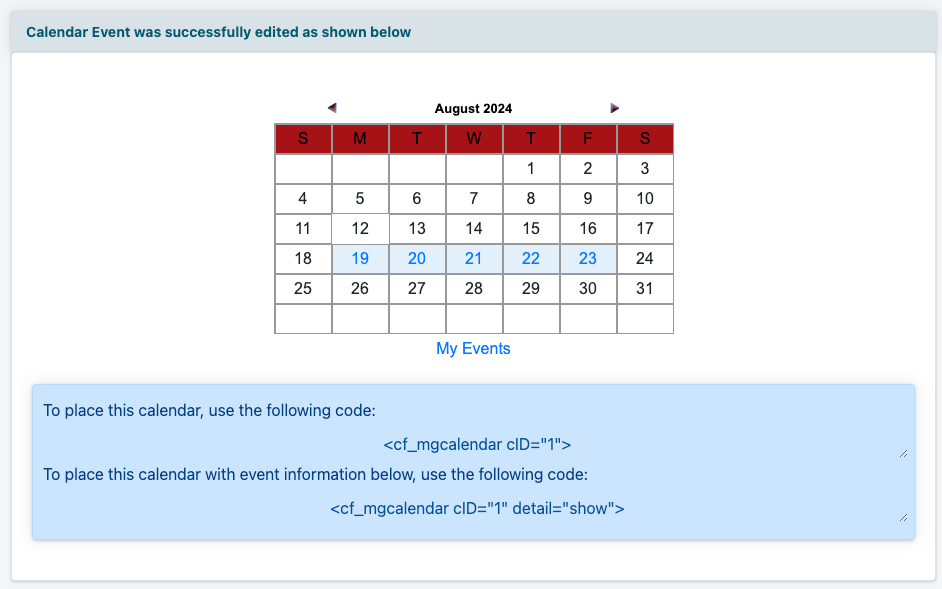 Set Multiday Calendar Events