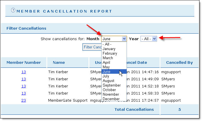 Cancellation Report Sorting