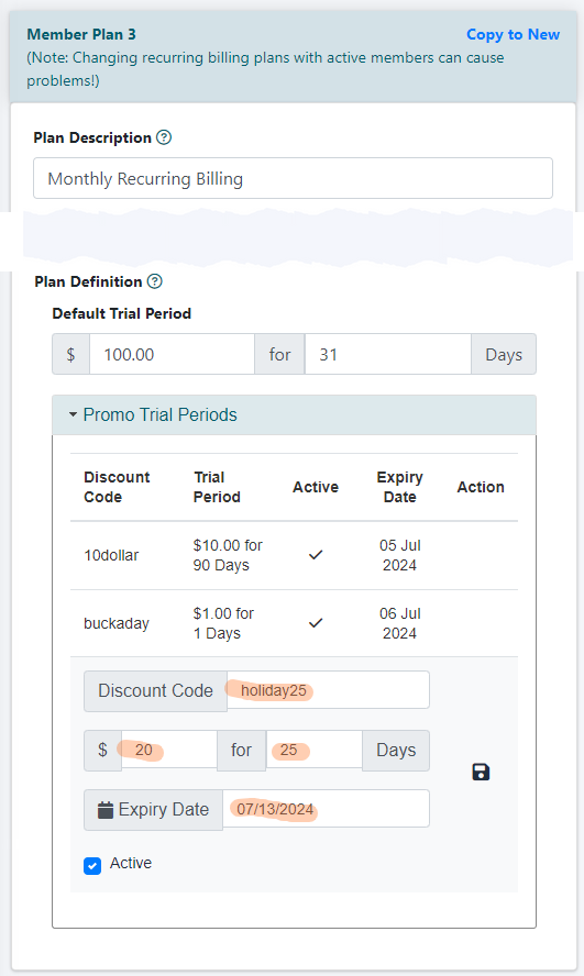 How to Add Multiple Promotional Terms for One Membership Plan