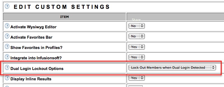 Dual Login Lockout Feature Configurable