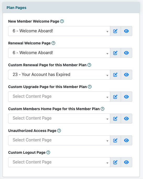 Easier Plan Page Selection in Edit Member Plans