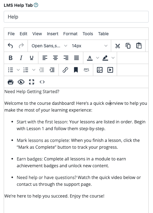 How to Enable the Help Tab in the MemberGate LMS