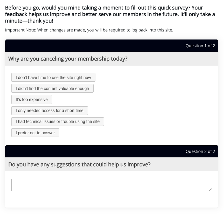 Improved Cancellation Process with Survey and Form Integration