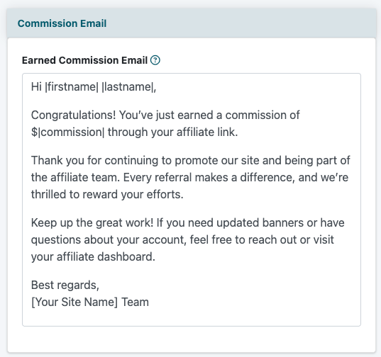 How to Customize the Affiliate Commission Email Message