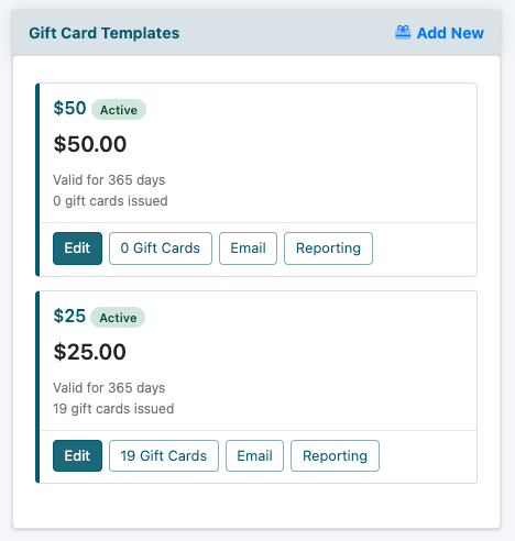 Membership gift card template list
