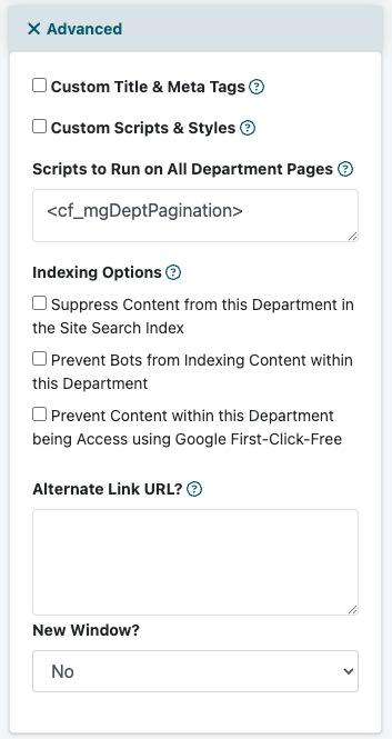 Add Automatic Previous and Next Buttons to Department Pages