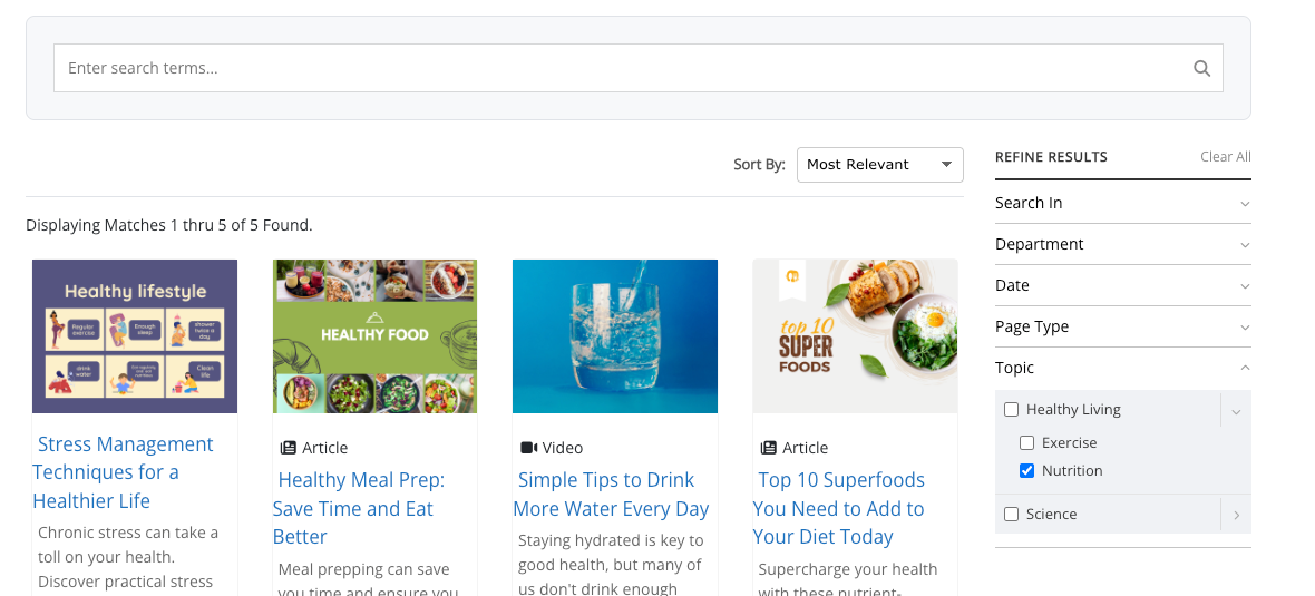 New MemberGate Search page showing content results and filtering options