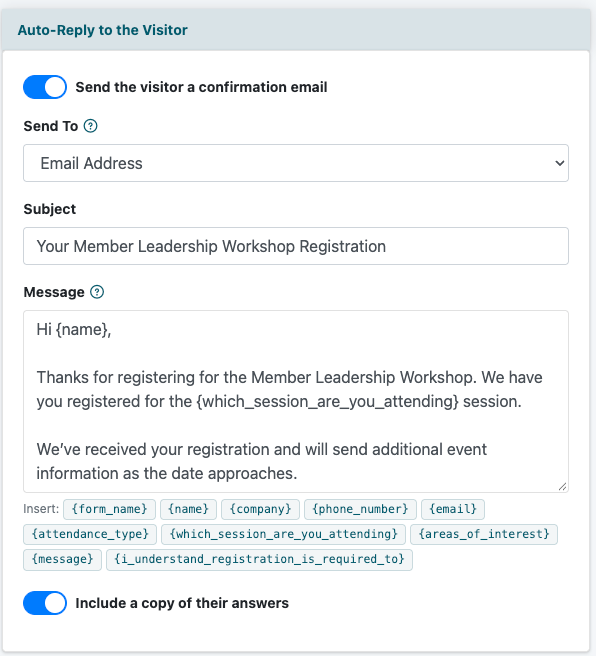 Auto-Reply to the Visitor