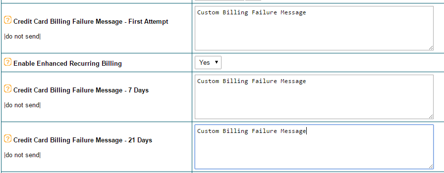 Edit the Billing Failure Message