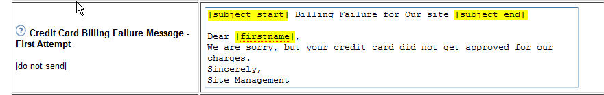 Edit the Billing Failure Message