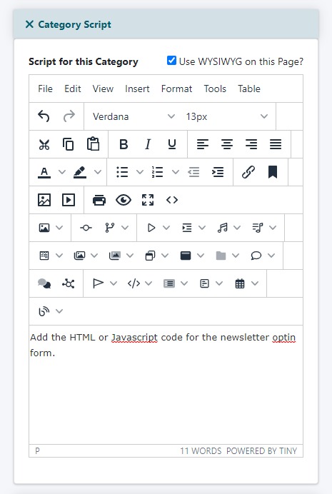 Add the Tip of the Week Form Code to the Nav Panel