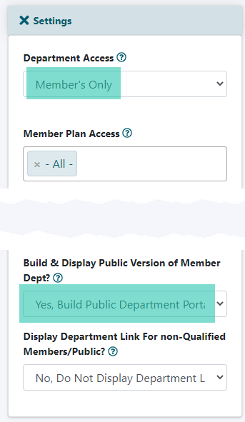 How can I set a department so anyone can see the content inside the department, but only members can access it?
