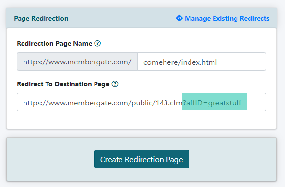 How can I create a Page Redirection with the URL of my choice?