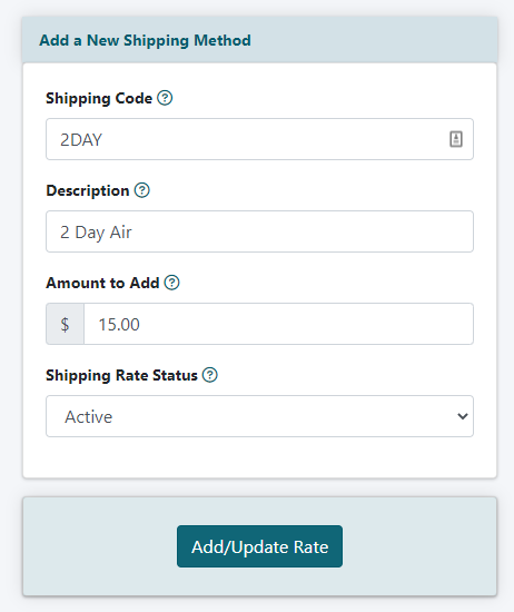 Update Shipping Rates for Shopping Cart Sales
